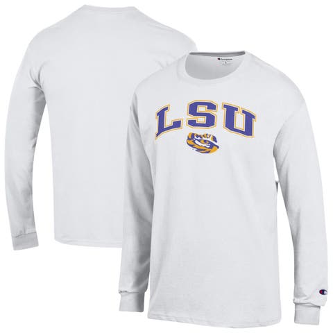 Men's Champion  White LSU Tigers Arch Over Logo Long Sleeve T-Shirt
