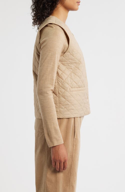 Eileen Fisher V-neck Quilted Vest In Burgundy