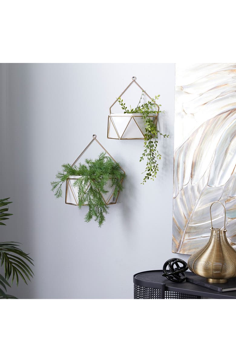 COSMO BY COSMOPOLITAN White Iron Contemporary Planter - Set of 2, Alternate, color,