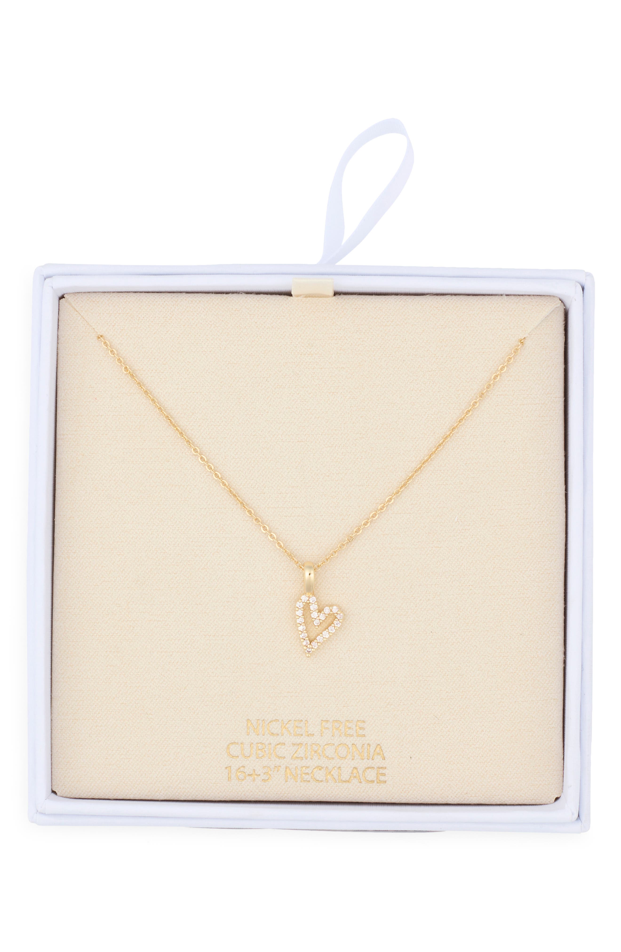 NORDSTROM RACK Cubic Zirconia Open Heart Pendant Necklace