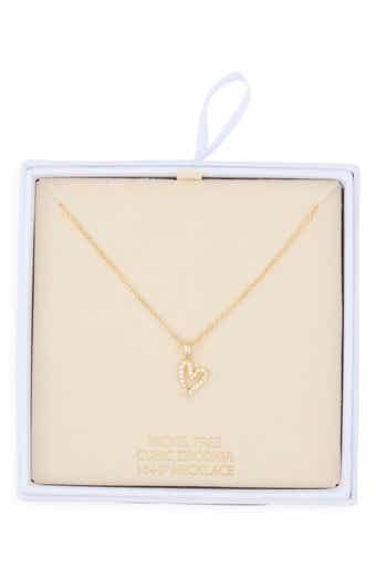 Cubic Zirconia Open Heart Pendant Necklace