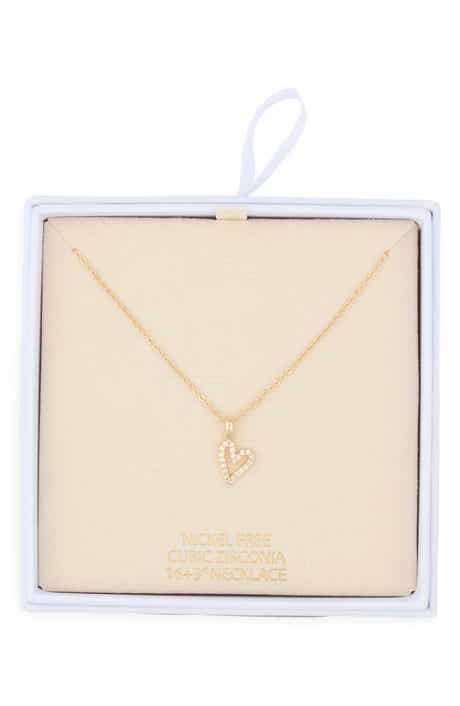 NORDSTROM RACK Cubic Zirconia Open Heart Pendant Necklace