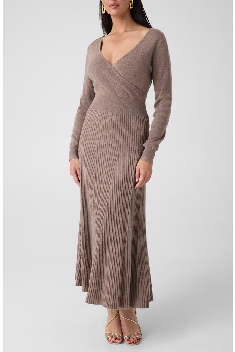 Helsinki Long Sleeve Midi Sweater Dress, Main, color, LIGHT BROWN
