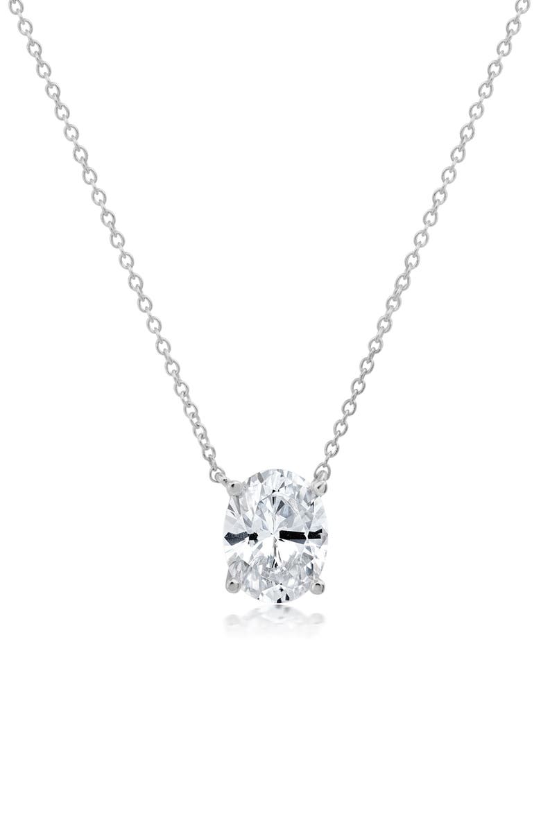 Crislu Oval Cut Cubic Zirconia Pendant Necklace, Main, color, Pure Platinum/ Clear Stone