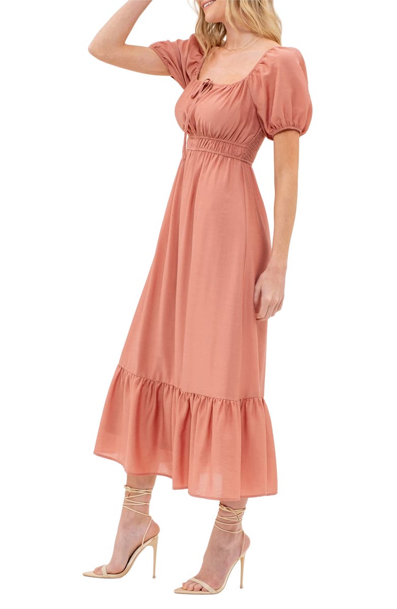 AUGUST SKY Square Neck Midi Dress, Alternate, color, Dusty Pink