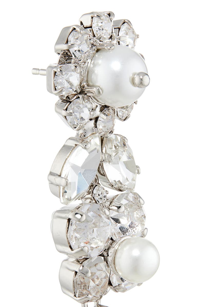 Simone Rocha Daisy Cluster Crystal & Faux Pearl Drop Earrings, Alternate, color, Crystal/ Pearl