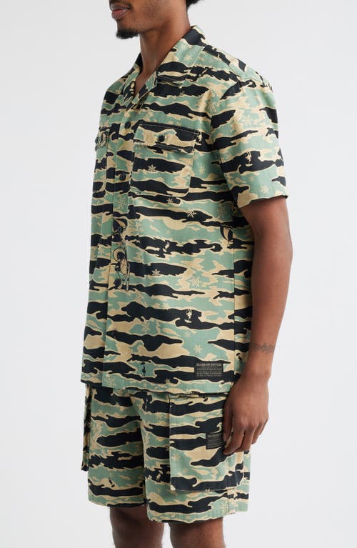 Billionaire Boys Club Bb Tiger Camo Cotton Camp Shirt In Neutral