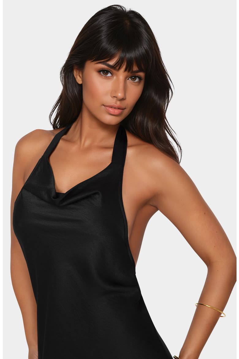 Halter Neck Midi Slipdress, Alternate, color, BLACK