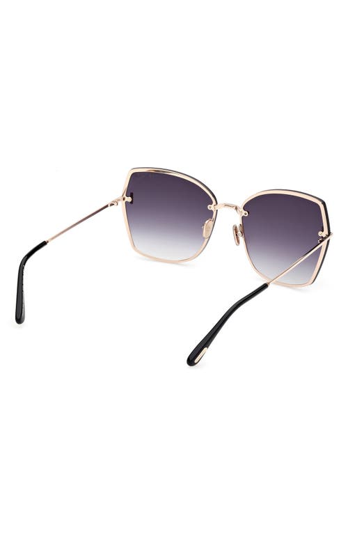 Tom Ford Nickie Metal Butterfly Sunglasses In Rose Gold/t Logo/smoke