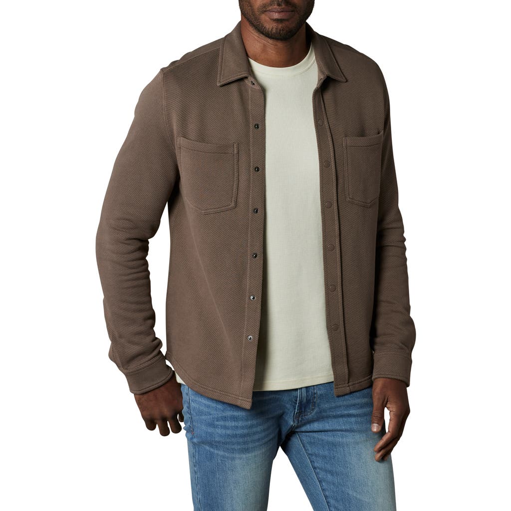 The Normal Brand Looped Terry Button-Up Shirt in Cedar