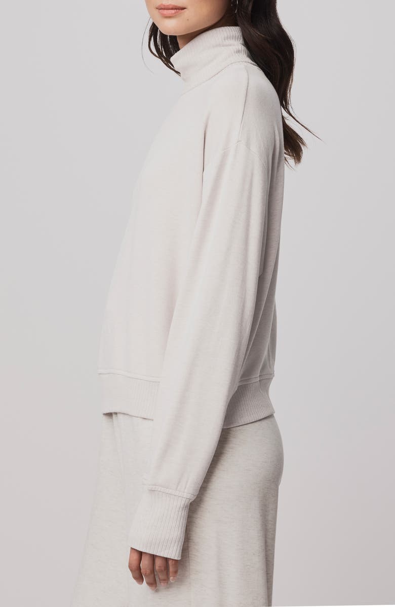 Splendid Supersoft Trim Turtleneck Sweater, Alternate, color, Pale Oak Heather White