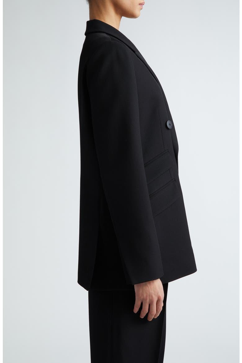 Steph Double Breasted Virgin Wool Blazer, Alternate, color, BLACK