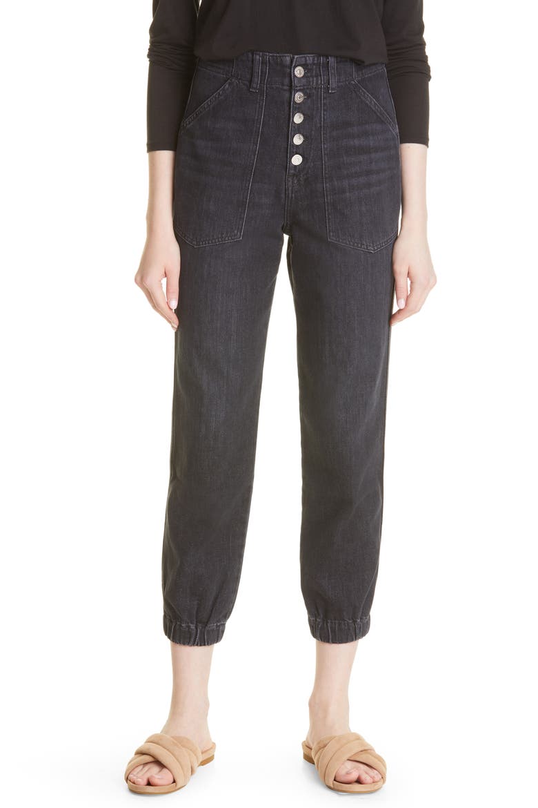 Bolton High Waist Nonstretch Jogger Jeans, Main, color, WASHED BLACK