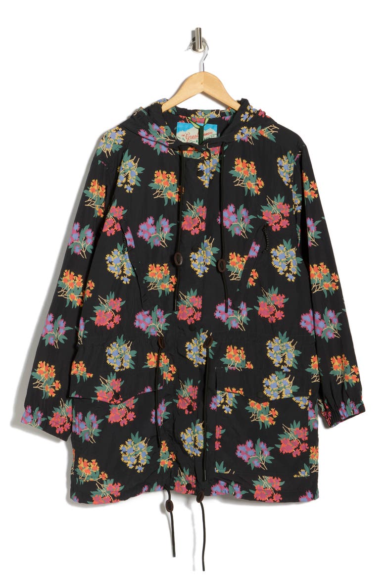 The Rover Hooded Water Resistant Jacket, Alternate, color, BLACK PALISADE FLORAL