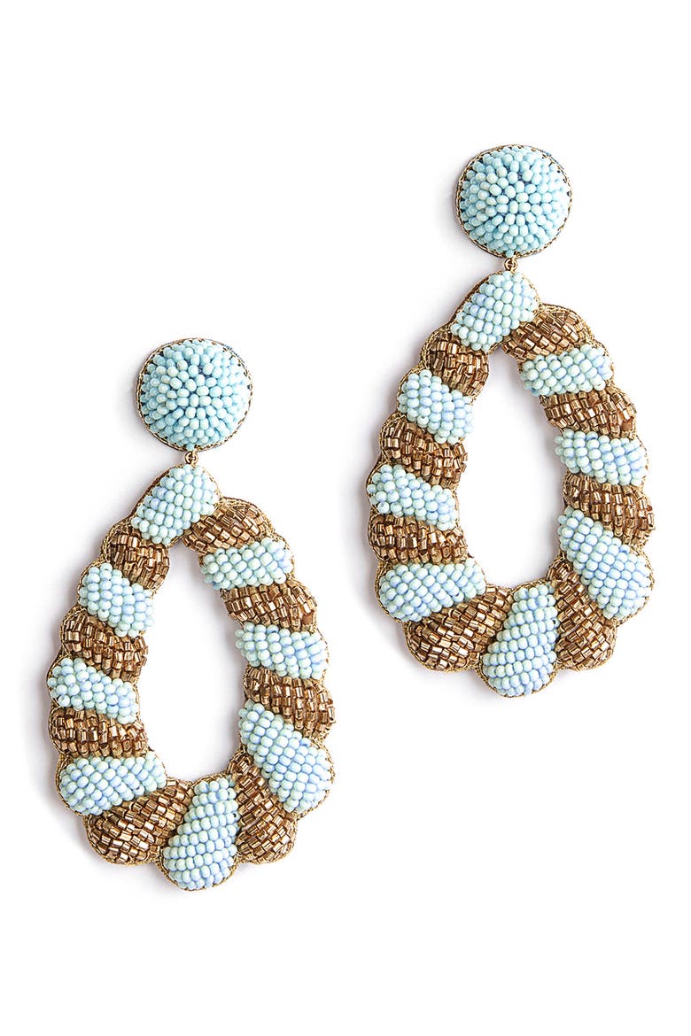 Elenor Beaded Teardrop Earrings, Main, color, BABY BLUE