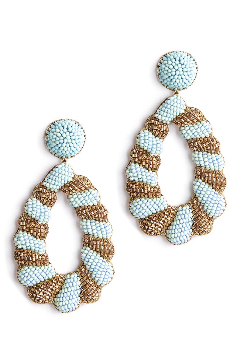 Deepa Gurnani Elenor Beaded Teardrop Earrings, Main, color, Baby Blue