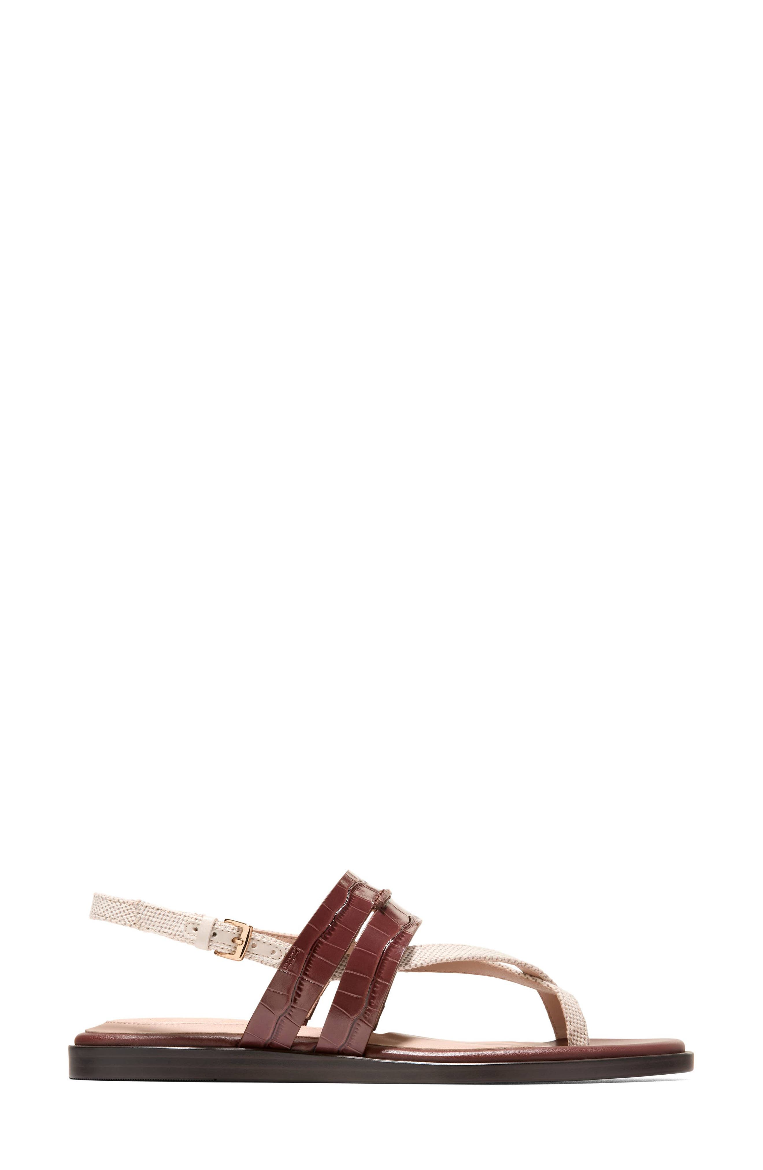 Estella Slingback Leather Sandal, Alternate, color, MAHOGANY CROC PRINT/NAT CANVAS