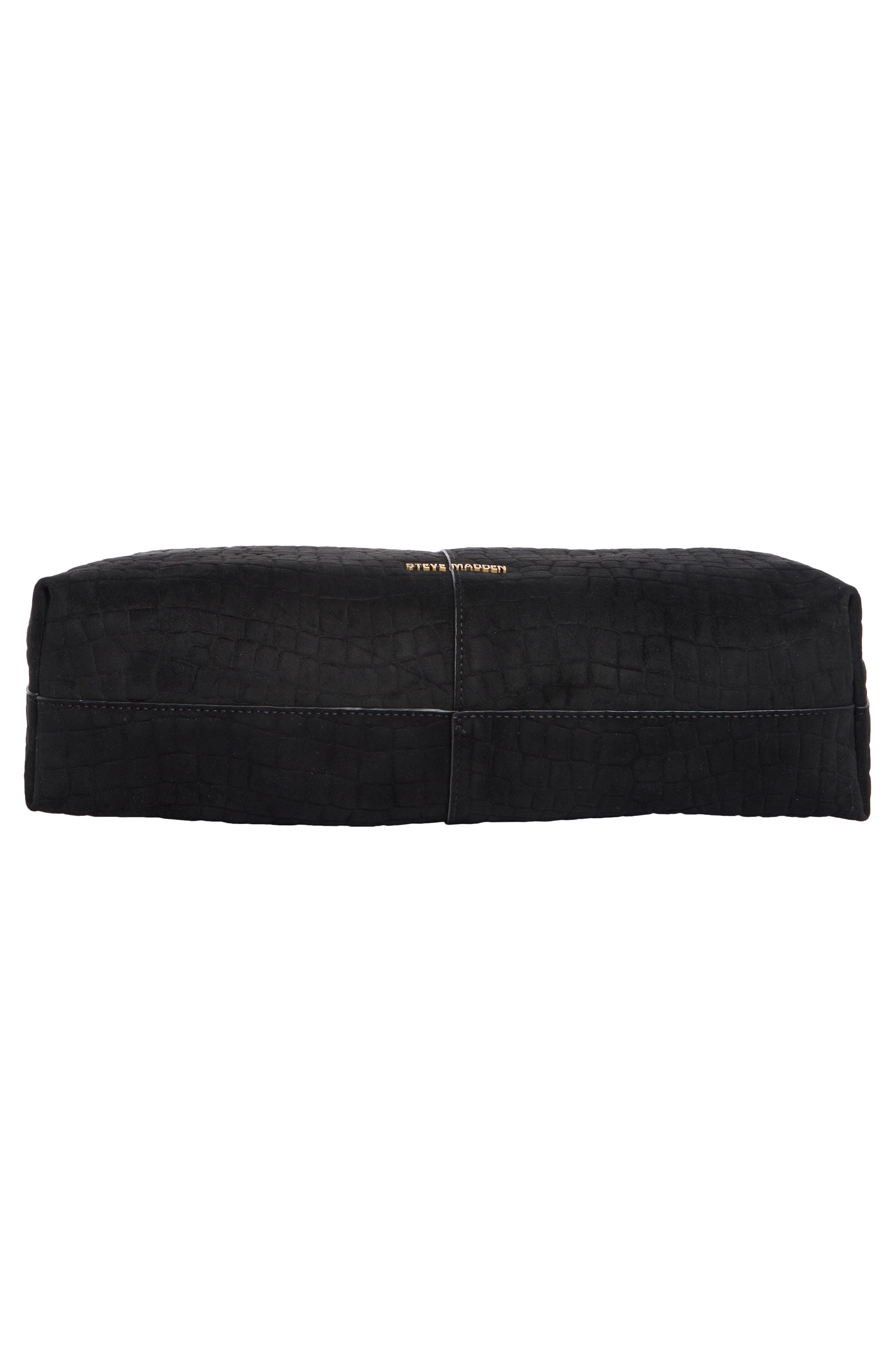 Greta Shoulder Bag, Alternate, color, BLACK CROCO EMBOSS SUEDE