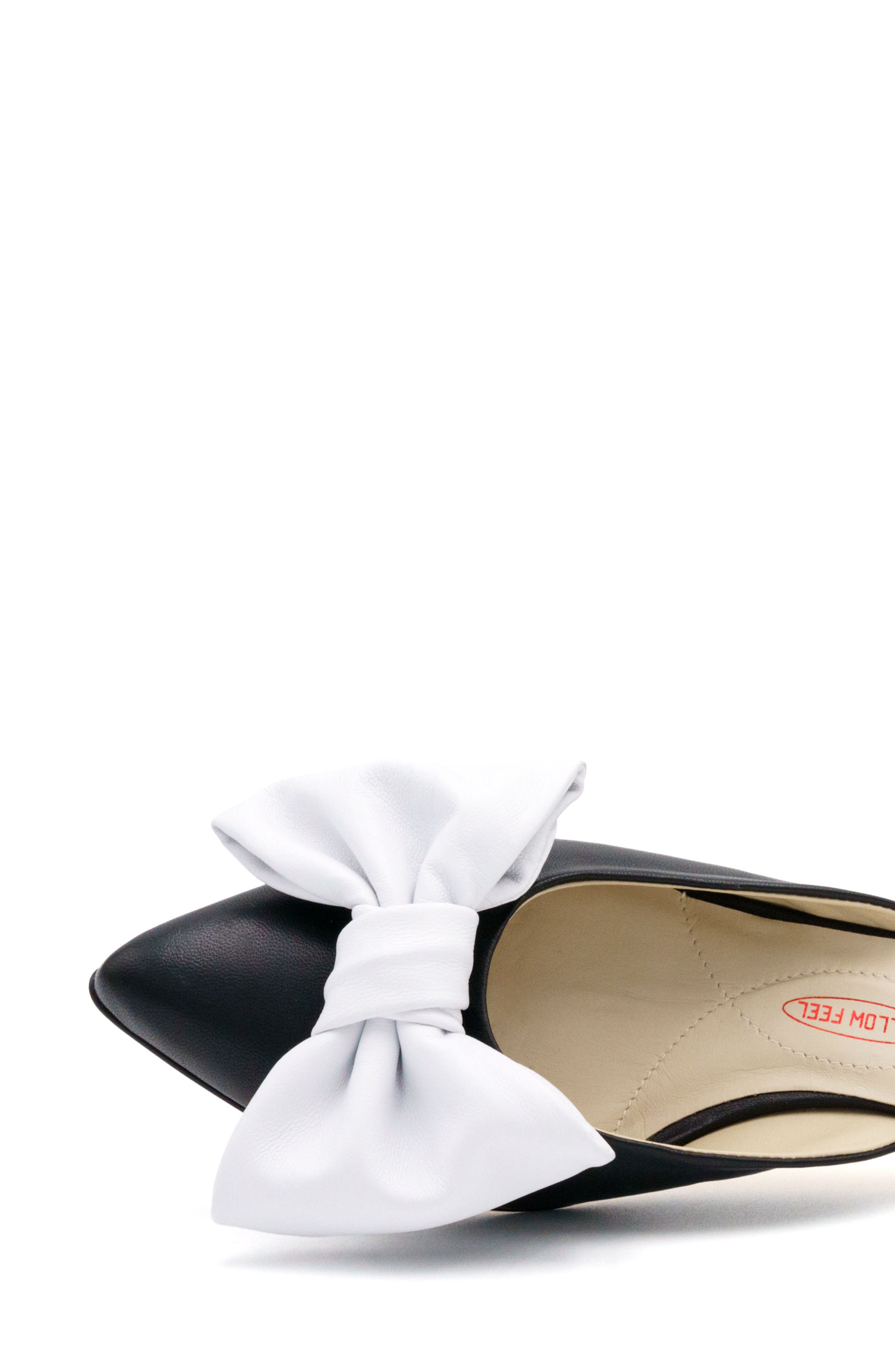 Amalfi by Rangoni Antica Pointed Toe Kitten Heel Mule, Alternate, color, Black/ White Parm Bow