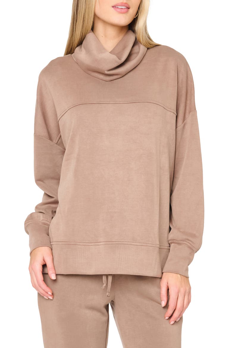 Cowl Neck Sweatshirt, Main, color, DARK TAUPE