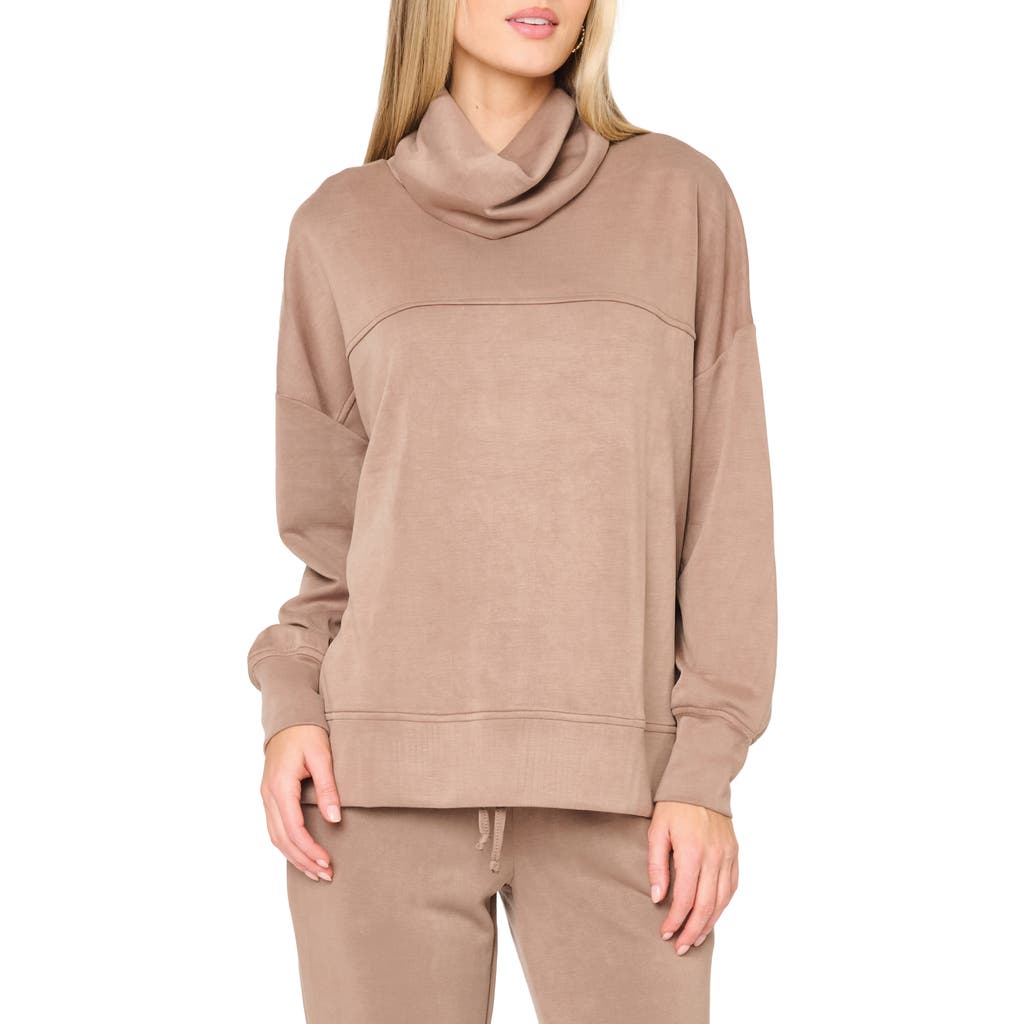 Gibsonlook Cowl Neck Sweatshirt In Brown