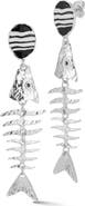 SPHERA MILANO Hammered Fish Drop Earrings