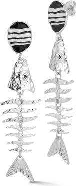 SPHERA MILANO Hammered Fish Drop Earrings