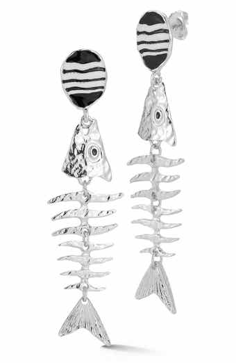 SPHERA MILANO Hammered Fish Drop Earrings