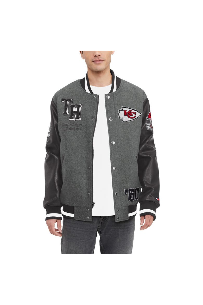 Men's Tommy Hilfiger  Heather Gray/Black Kansas City Chiefs Gunner Full-Zip Varsity Jacket, Main, color, Heather Gray