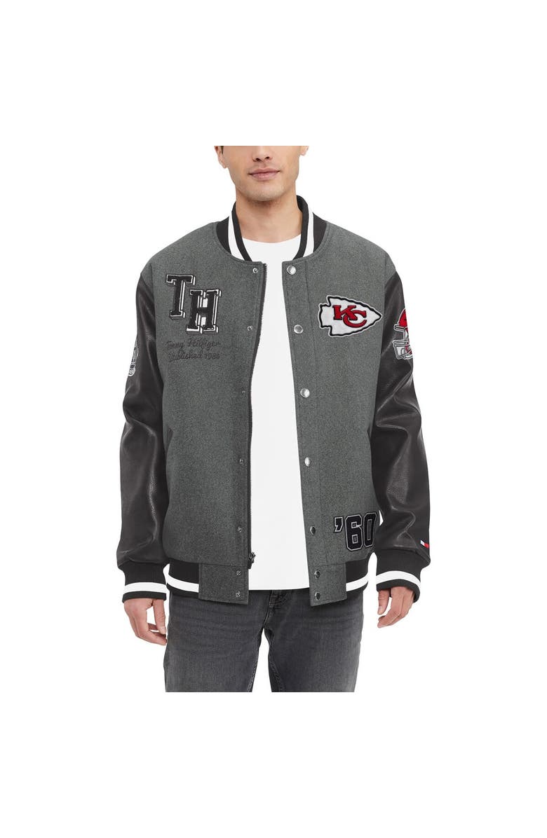 Tommy Hilfiger Men's Tommy Hilfiger  Heather Gray/Black Kansas City Chiefs Gunner Full-Zip Varsity Jacket, Main, color, Heather Gray