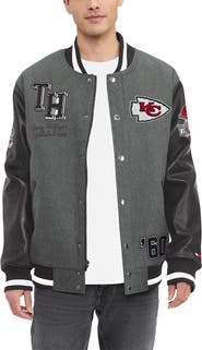 Tommy Hilfiger Men's Tommy Hilfiger Heather Gray/Black Kansas City Chiefs Gunner Full-Zip Varsity Jacket
