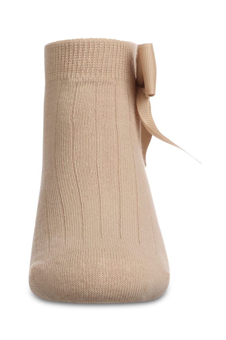 Ribbed Bow Anklet Socks, Alternate, color, Tan