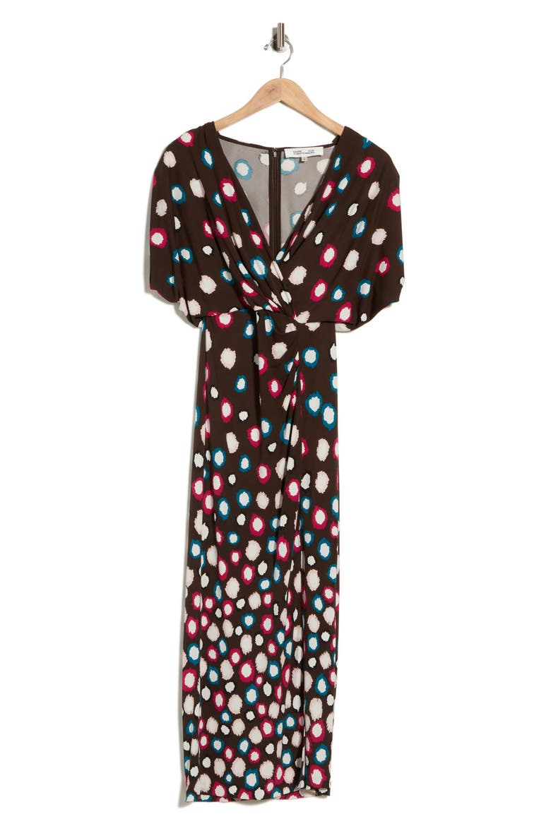 Williams Surplice Midi Dress, Main, color, LEOPARD SPOT COFFEE GRIND