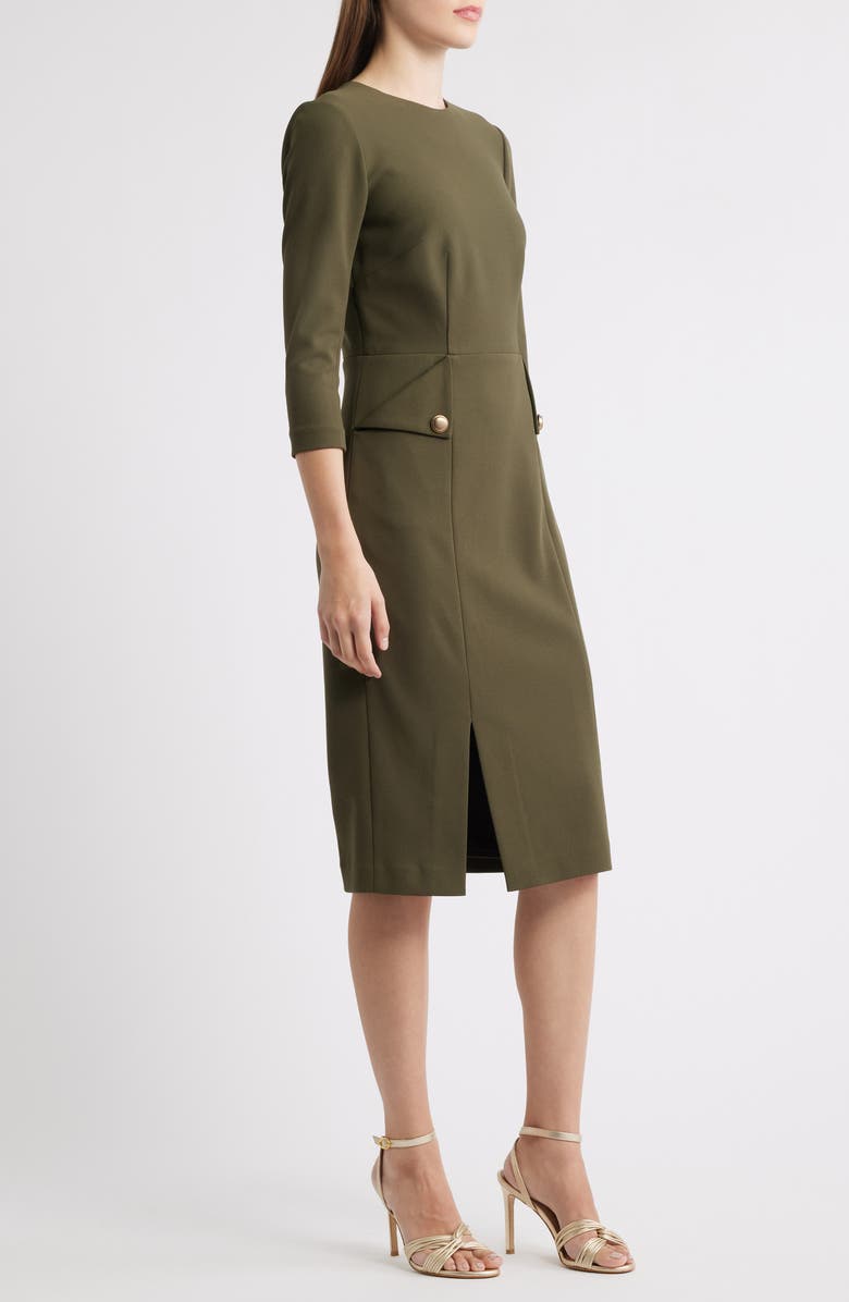 Eliza J Pocket Detail Sheath Dress, Alternate, color, Olive
