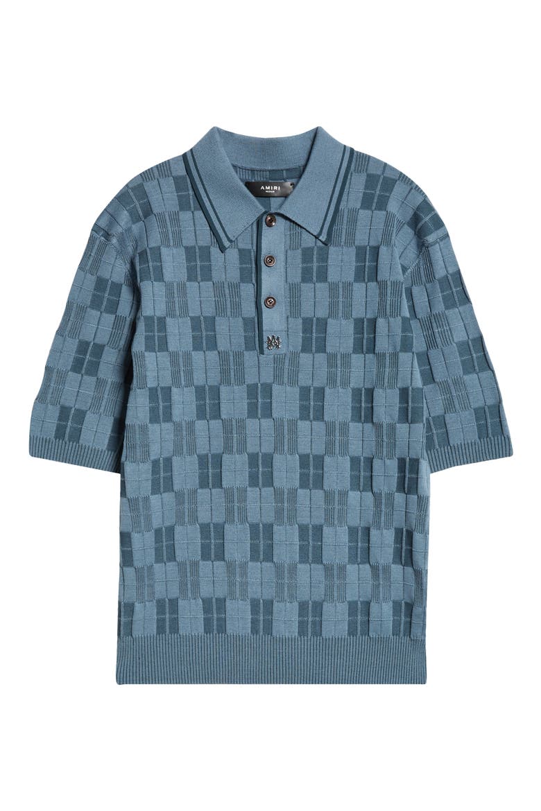 Checkboard Polo, Alternate, color, VINTAGE BLUE