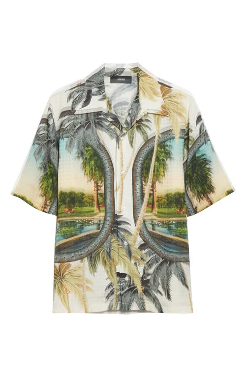 Amiri Convertible-collar Printed Satin-jacquard Shirt In Multi