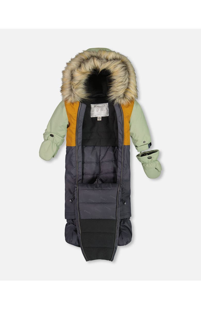 Deux par Deux Baby Boy's One Piece Baby Snowsuit Sage, Brown And Dark Grey, Alternate, color,