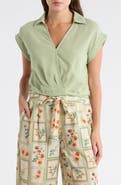 DR2 by Daniel Rainn Johnny Collar Short Sleeve Crop Top