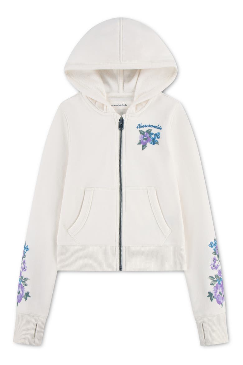 Kids' Floral Full Zip Hoodie, Main, color, JET STREAM
