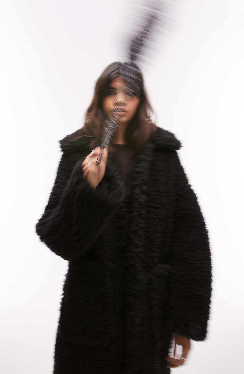 Topshop Chunky Faux Shearling Coat, Alternate, color,