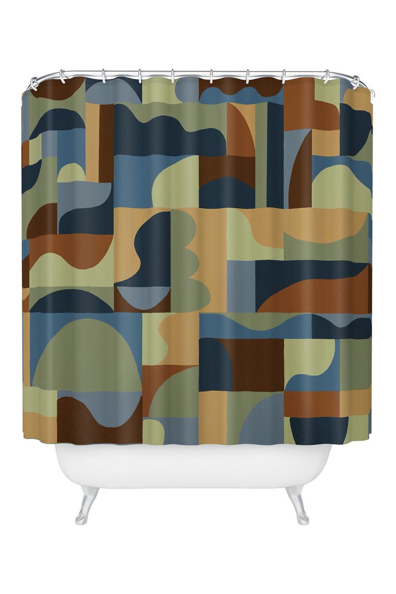 Collage Forest Shower Curtain, Main, color, GREEN