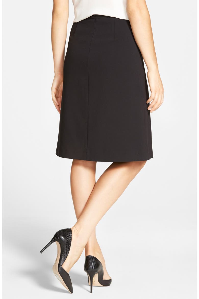 Pleat Front A-Line Skirt, Alternate, color, BLACK