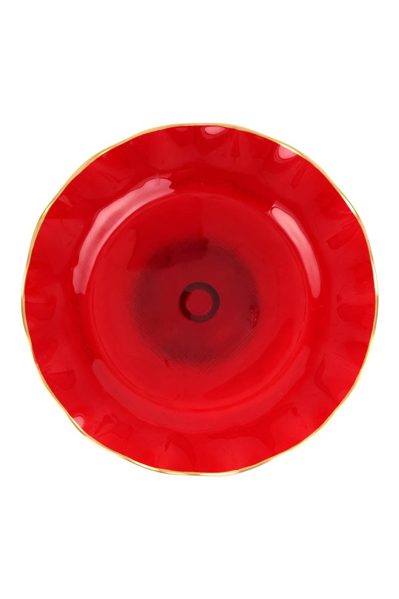 Holiday Glass Cake Stand, Main, color, RED