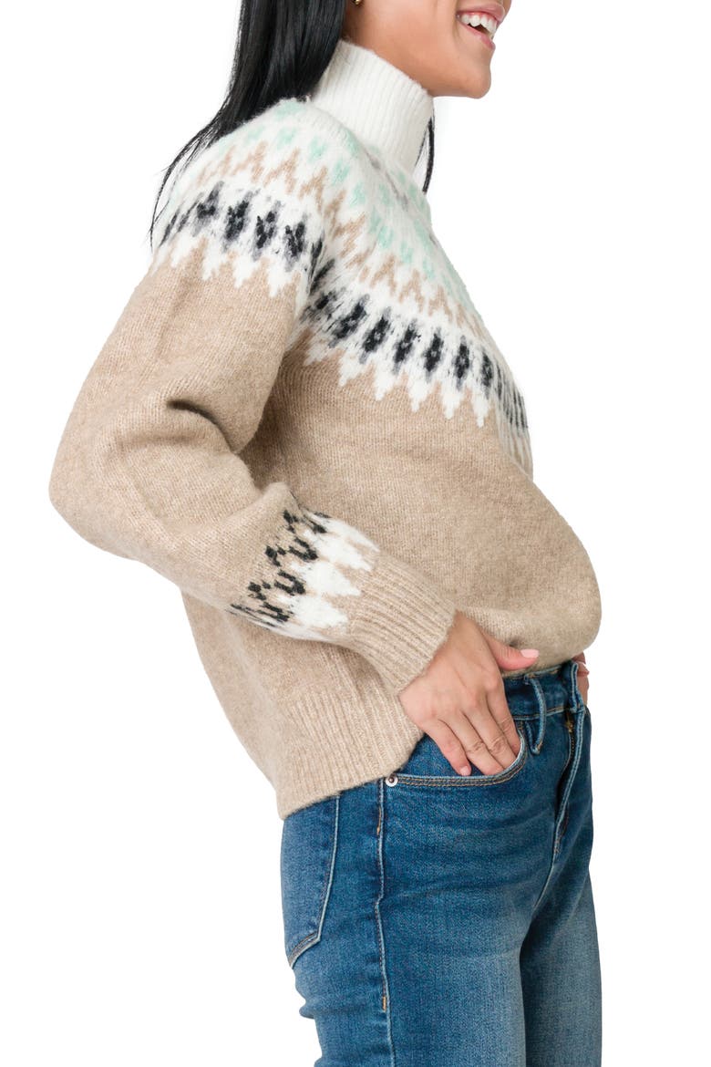 Fair Isle Mock Neck Sweater, Alternate, color, NEUTRAL COMBO