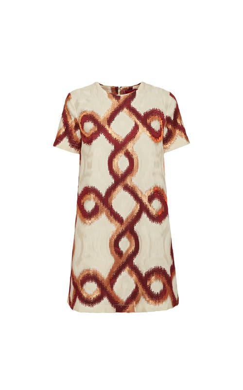 La Doublej Mini Swing Dress Tackle Jacquard Bordeaux In White