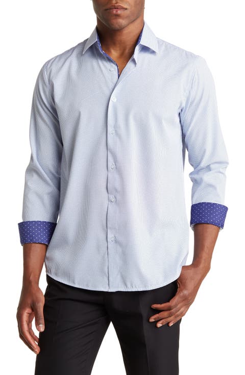 Regular Fit Performance Stretch Long Sleeve Button Front Shirt