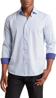 TOM BAINE Regular Fit Performance Stretch Long Sleeve Button Front Shirt