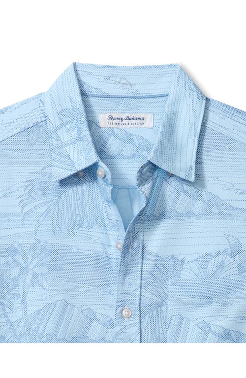 Tommy Bahama Corsica Coast Print Short Sleeve Cotton Blend Seersucker Button-down Shirt In Blue