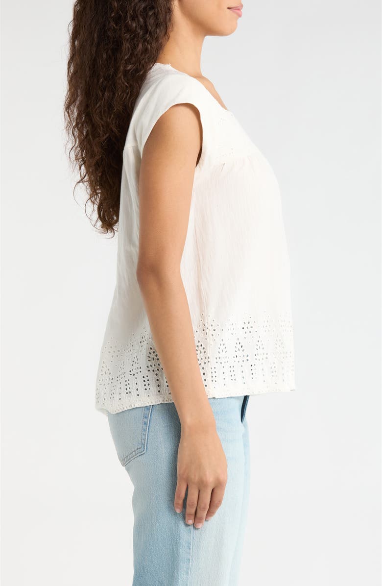 Lucky Brand Eyelet Lace Top, Alternate, color, Whisper White