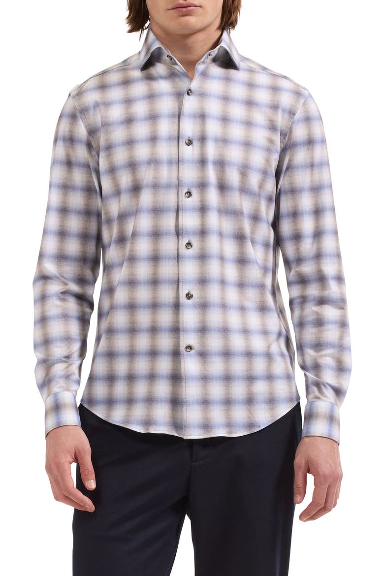 Devon OoohCotton® Plaid Button-Up Shirt, Main, color, TOBACCO